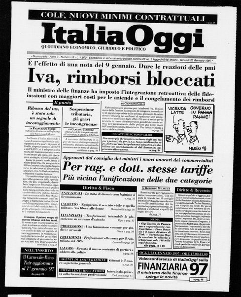 Italia oggi : quotidiano di economia finanza e politica